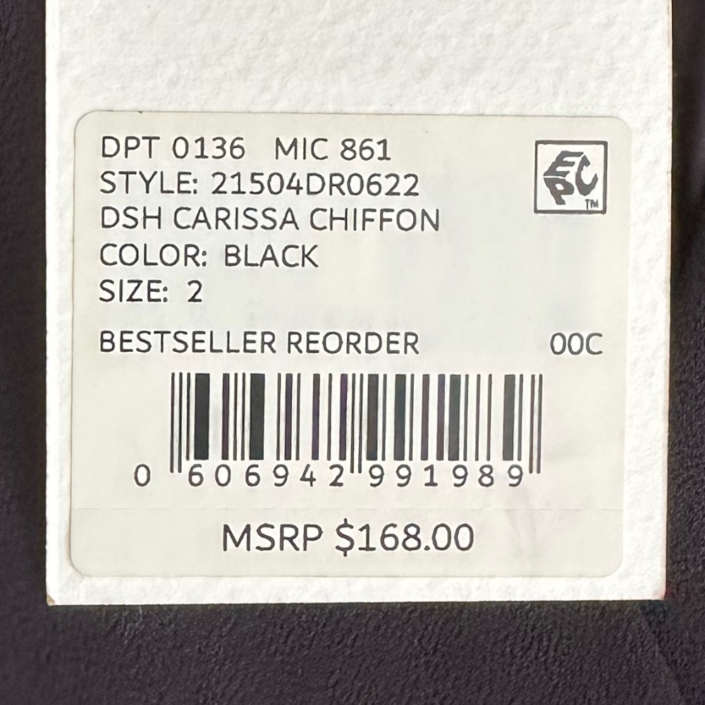 Alex Marie Carissa Chiffon Flutter Sleeve V-Neck Dress Black 2 Classic Party NWT - Picture 8 of 15